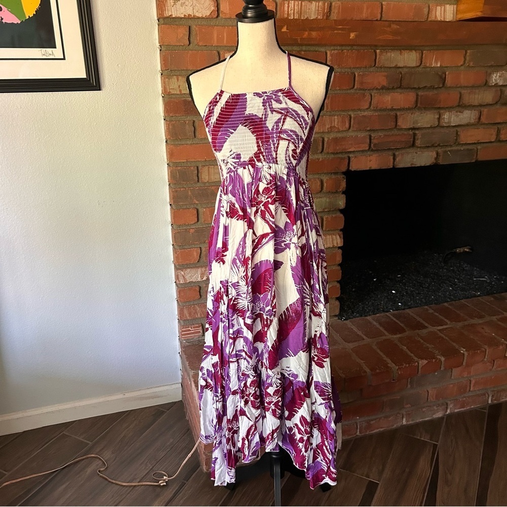 Free People Intimately Heat Wave Printed Maxi Slip Dress in Purple Sz XS - Picture 2 of 9